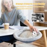 Pawaboo Cat Desk Bed, Sunken Cats Hammock with Steel Clamp Hold up to 40lbs, One-click Foldable Cat Side Table Beds with Soft Plush, Reversible & Washable Hanging Cats Bed for Game Office Home Desktop - Image 4