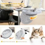 Pawaboo Cat Desk Bed, Sunken Cats Hammock with Steel Clamp Hold up to 40lbs, One-click Foldable Cat Side Table Beds with Soft Plush, Reversible & Washable Hanging Cats Bed for Game Office Home Desktop - Image 5