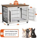 Lulive Dog Crate Furniture for Medium Dogs, 32'' Dog Kennel Indoor with Cushion & Wheels Wooden Dog Cage Double Doors Dog Crate End Table, White - Image 3