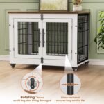 Lulive Dog Crate Furniture for Medium Dogs, 32'' Dog Kennel Indoor with Cushion & Wheels Wooden Dog Cage Double Doors Dog Crate End Table, White - Image 9