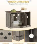 Cat Litter Box Enclosure, Hidden Litter Box Cabinet Furniture with Bell, Indoor Cat House, Farmhouse Style, 31.5 x 19.7 x 20.9Inches, for Hallway, Bedroom, Light Ivory and Brown CB82405X - Image 4