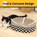 Cat Scratcher Cardboard,2 in 1 Oval Cat Scratch Pad Bowl for Indoor Kitty Grinding Claw,Round Kittens Scratching Board Corrugated Lounge Pet Beds&Furniture Protector for Sofas - Image 4