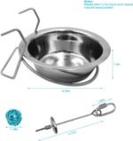 2 Pack Bird Feeder Birds Bowls Stainless Steel Dishes Coop Cups with Wire Hook, Parrot Feeding Dish Cups Food Water Bowls with Bird Food Holder and Rattan Ball for Finches Lovebirds (Set 1) - Image 3
