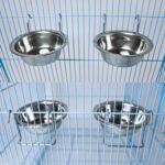 2 Pack Bird Feeder Birds Bowls Stainless Steel Dishes Coop Cups with Wire Hook, Parrot Feeding Dish Cups Food Water Bowls with Bird Food Holder and Rattan Ball for Finches Lovebirds (Set 1) - Image 4