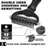 3PCS Self Cleaning Slicker Brush & Pet Grooming Rake & Flea Comb for Dogs,Cats and Horses | Double-Sided Dematting Comb & Skin Friendly Deshedding Grooming Tool | Premium Pet Supplies (Black) - Image 3