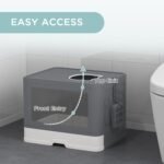 PawHut Cat Litter Box, Front Entry, Top Exit Large Cat Litter Tray, Odor Control Enclosed Kitty Cat Pan with Scoop, Pull-Out Tray, Easy to Clean, Brush, Gray - Image 5