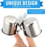 Tioncy 2 Pcs Clip on Water Bowl for Birds Parrot Feeding Double Cups Dishes Hanging Stainless Steel Food Water Bowls with Clip Pet Animal Feeder Cup Holder for Cage Coop Perches Play Stand Accessories - Image 4