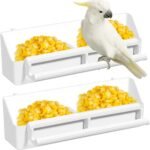 2 Pack Bird Feeder for Cage, Hanging Plastic Bird Food and Water Dispenser with Perches Birds Bowls for Parakeet, Cockatiel, Canary, Parrot - Image 2