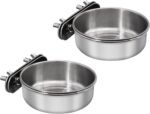 2 Pcs Small Bird Feeding Dish Cups,Parrot Food Bowl Cage with Clamp Holder Stainless Steel,Birdcage Coop Water Feeder for Cockatiel Parakeet Macaw Finches Lovebirds Small Animals (2 Pack, Small) - Image 2