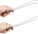 2PCS Long Aquarium Tweezers - 10.6" Straight and Curved Tweezers, Stainless Steel Reptile Feeding tongs, Terrarium Aquascape Tools Feeder for Lizards, Bearded Dragon Snake Tank Accessories - Image 2