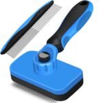 2PCS Self Cleaning Slicker Brush & Dog Comb - Skin Friendly Deshedding Grooming Tool for Dogs, Cats and Small Animals, Professional Deshedding Dematting Tool for Long and Short Haired Pets (Blue) - Image 2