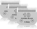 3 Pack 10# Detachable Pet Dog Grooming Ceramic Blades,Compatible with Andis,Oster A5,Wahl KM-10 Series,Size #10 Blade 1/16-Inch 1.5MM Cut Length - Image 2