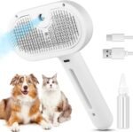 3 in 1 Cat Steam Brush, Pet Steam Brush for Cat Dog Long Short Haired, Pet Spray Hair Removal Comb for Small Animals Shedding & Grooming, Water Mist Spray Brushes with Release Button(White) - Image 2