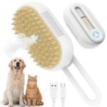 4 in 1 Pet Steam Brush for Shedding,Rechargeable cat brushes for indoor cats,Quiet Detangling Brush for Long Haired Cats and Dogs(White) - Image 2