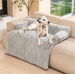 Avont Dog Bed Mat for Couch, Warm Fluffy Calming Sofa Topper Furniture Protector for Small Medium Large Dogs Cats with Removable Washable Cover -Lightgrey(L) - Image 2