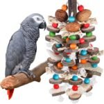BBjinronjy Large Parrot Toys Bird Chewing Toys-Natural Nuts Corn Loofah Wooden Bird Cage Toy for African Grey,Macaws,Conure,Cokatoos,Cockatiel,Amazon Parrots and Other Medium and Small Birds - Image 2