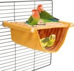 BWOGUE Winter Warm Bird Nest Bed Hanging Hammock Snuggle Hut Parrot House Tent Toy Bird Cage Perch for Parakeet Budgies Cockatiels Lovebird Cockatoo Finch Hamster Chinchilla Guinea Pig(Medium, Yellow) - Image 2