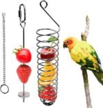 Bac-kitchen Stainless Steel Bird Food Holder, Parrot Foraging Toy, Hanging Basket, 9.84 in L, 7.87 in W, 82g Weight, Activity Clasp, Fits 12oz Bottle - Image 2