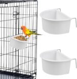 Bird Feeder, 2 Pcs Plastic Bird Food Feeder, Bird Water Cage Accessories, Hanging Bird Food Bowl Cups for Parrots Small Birds Pigeons Parakeet - Image 2