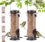 Bird Feeders with 4 Packs Birds Food Outdoors Hanging，Wild Bird Feeder with Hanger Hook Weather Resistant 9 Inches 2 Port（Bird Food is Included） - Image 2