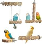 Bird Perches,4pcs Natural Wood Birds Stand Branch, Bird Perch Chewing Stick Cage Accessories Parrot Climbing Standing Branches Paw Grinding Fork Sets for Parakeet Lovebirds Cockatiels Conure Budgies - Image 2