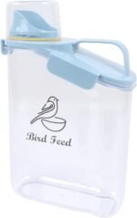 Bird Seed Storage Container,2.8L Airtight Bird Food Container with Handle and Measuring Cup,Portable Pet Food Container for Wild Bird Sunflower Seed-BPA Free Transparent/Blue - Image 2