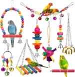 Bird Toys for Conures with Colorful Ladder Hammock Bird Cage Accerious Bird Perch Stand Chewing Toys Hanging Bell for Parrot Parakeet Cockatiel Lovebirds - Image 2