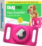 BugMD Paw Guardian Flea and Tick Prevention Pendant for Dogs with AirTag Holder | Plant-Powered Flea & Tick Control for Dog Collars Harnesses | Dog Tag with Air Tag Holder - Pink - Image 2