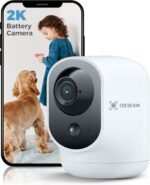 COCOCAM 2K Indoor Pan/Tilt Security Camera with 5200mAh Battery, WiFi Camera,Wireless for Baby Monitor/Pet/Home Security, AI Recognition, PIR Human Detection, 2.4G WiFi (White) - Image 2