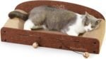 FUKUMARU 26 Inch Cat Scratcher Cardboard Lounge Bed, Durable Cat Scratcher Extra Large Lounger, 2 Reversible Cat Scratching Pads Refill for Indoor Cats, Cat Scratch Bed Cardboard Toy, Caramel Color - Image 2