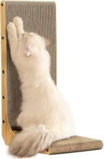 FUKUMARU Cat Scratcher, 26.8 Inch L Shape Cat Scratch Pad Wall Mounted, Cat Scratching Cardboard with Ball Toy for Indoor Cats, Large Size - Image 2
