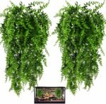 HERCOCCI 2 Pack Reptile Plants, Terrarium Hanging Plants Vines Artificial Leaves Habitat Decorations with Suction Cup for Bearded Dragon Hermit Crab Lizard Snake Geckos Chameleon - Image 2