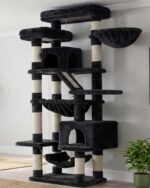 Heybly Cat Tree, 71-Inch-Tall Tower for Indoor Cats with 2 Perches, 2 Big Condos, 2 Hammocks, Basket, Scratching Pad, Large Cat Furniture and Condo, Smoky Gray HCT034G - Image 2