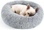 Hoewina Dog & Cat Bed for Indoor Cats, 20in Calming Donut Bed for Puppy and Kitten, Washable Round Fluffy Pet Bed for Small Medium Dogs and Cats (Light Grey) - Image 2