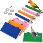 Mezchi 8 Pcs Bird Perch Stand Toy, Colorful Wood Parrot Perch Stand Platform Paw Grinding Stick, Bird Cage Accessories for Budgies,Parakeet,Cockatiel, Lorikeet, Conure - Image 2