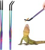 OLIISS Stainless Steel Reptile Feeding Tongs with Rubber Tip - 10.6" Straight & Curved Tweezers for Aquariums & Crafts - Feeder Tools for Bearded Dragons & Lizards - Terrarium Tank Supplies - 2 Pack - Image 2