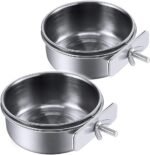 PINVNBY Parrot Feeding Cups Birds Food Dish Stainless Steel Parrot Feeders Water Cage Bowls with Clamp Holder for Cockatiel Conure Budgies Parakeet Parrot Macaw Small Animal Chinchilla Pack of 2 - Image 2