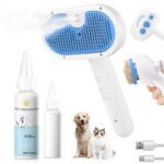 Pet Steam Brush for Dog & Cat - 3-in-1 Steam Grooming Brush for Shedding & Hair Removal - Self Cleaning Spray Comb with Mist for Long Haired Pets - Includes 1*Waterless Shampoo, Blue. - Image 2