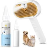 Pet Steam Brush for Dog & Cat – 3-in-1 Spray Hair Removal Comb for Shedding & Grooming, Softens Fur & Reduces Static – Water Brush for Long & Short Coats, Bath-Hating Pets, Includes Waterless Shampoo - Image 2