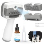 Pet Steam Brush for Dogs & Cats,5-in-1 Self-Cleaning Dog Steam Brush with 3 Swap-in Heads (Grooming, Dematting, Deshedding),Cat Spray Hair Removal Comb,Includes Pet Essence & Storage Case - Image 2
