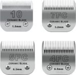 Size 10/7FC/5FC/4FC Detachable Pet Dog Grooming Clipper Ceramic Blades Set,Compatible with Andis,Oster A5,Wahl KM10 Series Clippers,Cut Length 1/16"(1.5mm) to 3/8"(9.5mm),4 Pack - Image 2