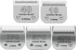 Size 40/10/7F/5F/4F Detachable Pet Dog Grooming Clipper Ceramic Blades Set,Compatible with Andis,Oster A5,Wahl KM10 Series Clippers,Cut Length 1/100"(0.25mm) to 3/8"(9.5mm),5 Pack - Image 2