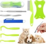 Tick Removal Tool For Dogs 8 In 1 With Storage Box Flea Comb Kit With Tweezers Stainless Steel Tick Tweezers Dog Grooming Combs Cat Comb For Removing Tangles And Knots For Dogs Cats Tick Flea Comb - Image 2