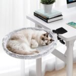 Uross Cat Desk Bed - 180° Rotating Soft & Comfortable Rabbit Fur Bed, Modern Indoor Cat Nest Furniture for Office Desks and Game Tables, Island Table-Supports 50 lbs-(Lightgrey) - Image 2