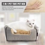 WINDRACING Cat Bed - Cat Cave House Tent with Washable Cushioned Pillow, Soft Kitten Beds, Pet Furniture (Large, Beige) - Image 2