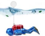 WishLotus Fish Tank Diver Decoration, Resin Floating Ornament, Realistic Small Diver Landscaping With Line and Suspension Ball, Aquarium Accessories for Decoration (Blue) - Image 2