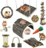 YIXUND Hamster Toys Rat Toys Chinchilla Toys Hamster Chew Toys Cage Accessories Apple Wood Sticks Ladder Bell Roller for Gerbil Guinea Pigs and Other Small Animal - Image 2
