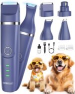 oneisall Dog Clippers & Dog Paw Trimmer 4-in-1 Cordless Grooming Kit: 2-Speed Low Noise Clippers with Rechargeable Quiet Nail Grinder for Dogs & Cats (Blue) - Image 2