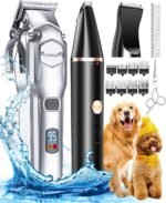 oneisall Dog Grooming Kit for Heavy Thick Hair&Coats/Low Noise Rechargeable Cordless Waterproof Dog Clippers for Grooming Animals&Pets/Pet Shaver with Stainless Steel Blade and Paw Trimmer - Image 2