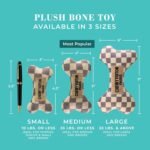 Haute Diggity Dog Checker Chewy Vuiton Bone, Plush Designer Dog Toys with Interactive Squeaker, Stimulating Pet Enrichment, Machine-Washable & Safe Materials for All Breeds, Size Small - Image 3